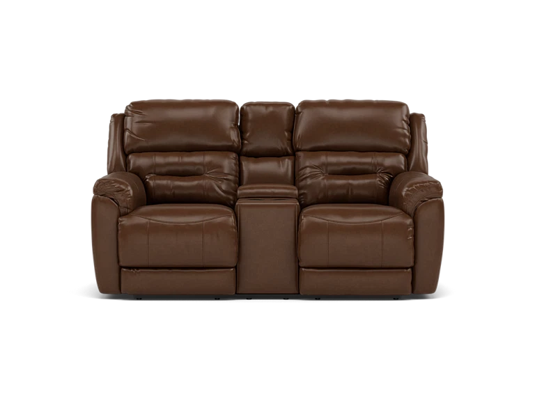 Tyson Leather Fully Loaded Zero Gravity Console Reclining Loveseat